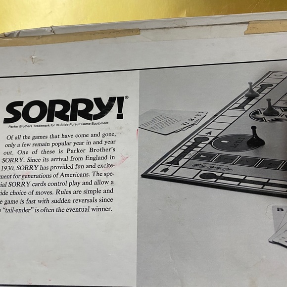 SORRY BOARD GAME VTG 1972 PARKER BROTHERS SLIDE PURSUIT GAME - Picture 8 of 14